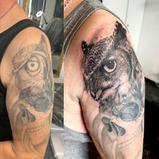 Cover Up Eule (Vorher Nachher)